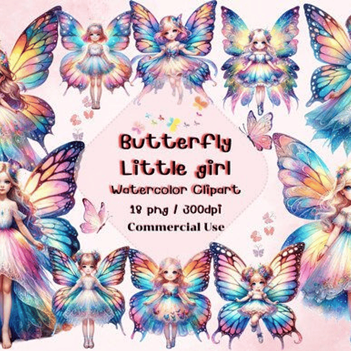 Kit Digital Borboleta Menina Fada  1