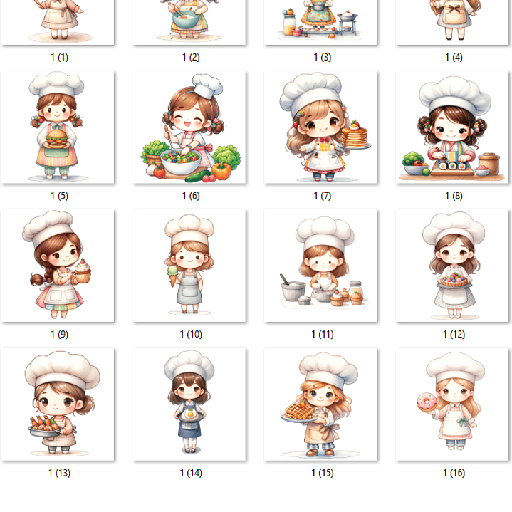 Kit Digital Cozinheira Cute Aquarela  2