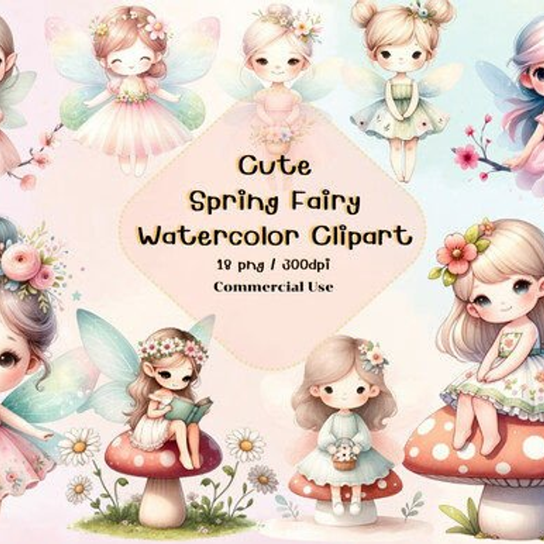 Kit Digital Fadinhas Aquarela  1