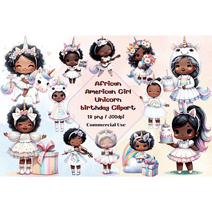 Kit Digital Unicórnio Menina Negra 