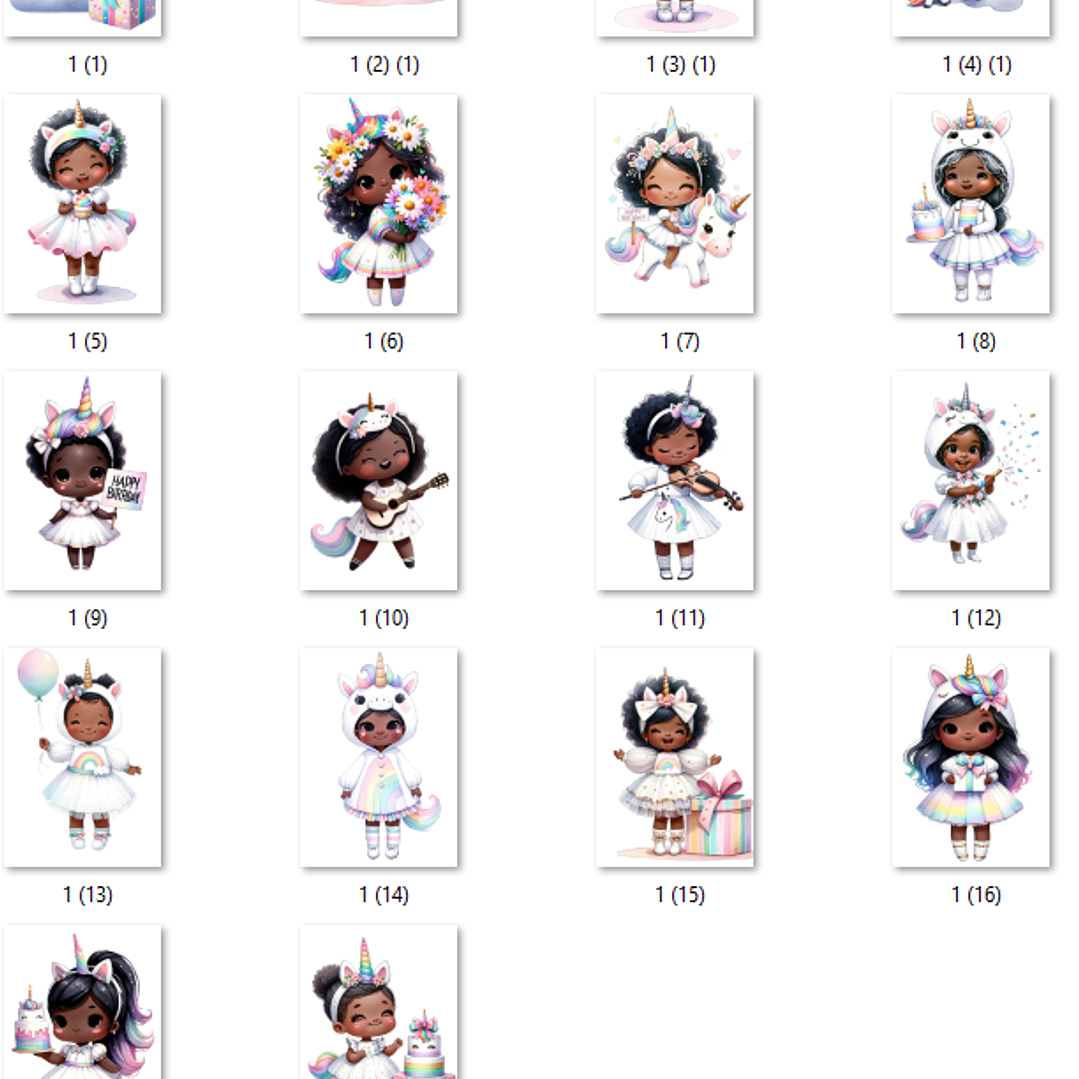 Kit Digital Unicórnio Menina Negra  2