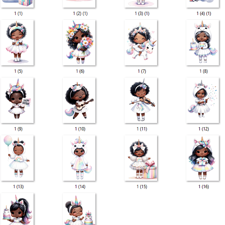 Kit Digital Unicórnio Menina Negra  2