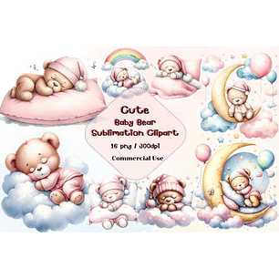 Kit Digital Ursinha Rosa Dormindo