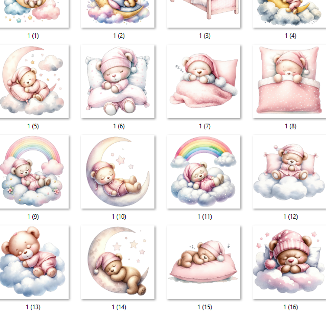 Kit Digital Ursinha Rosa Dormindo 2