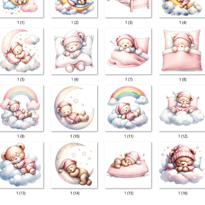 Kit Digital Ursinha Rosa Dormindo 2