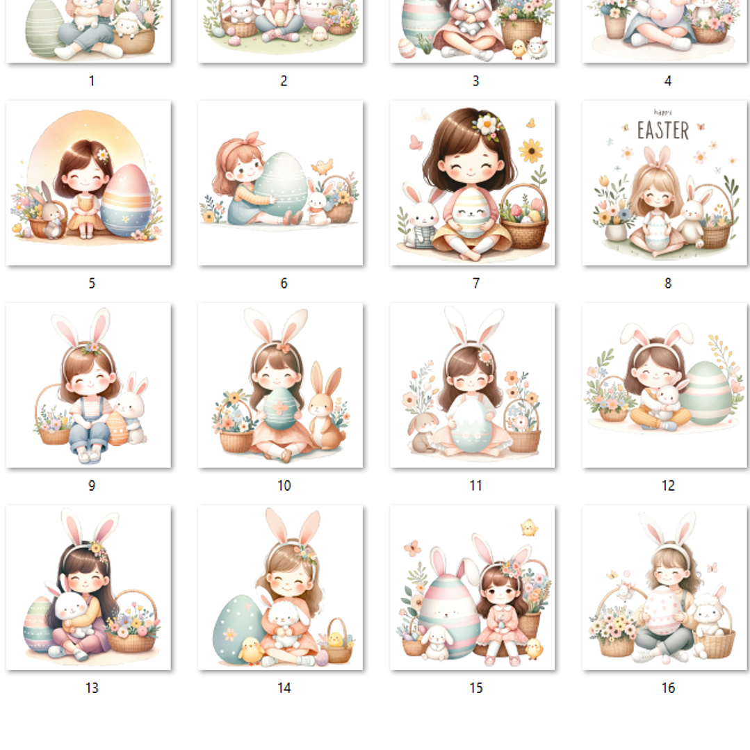 Kit Digital Páscoa Menina Aquarela  2