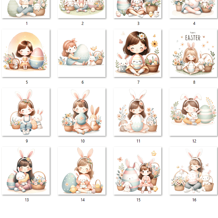 Kit Digital Páscoa Menina Aquarela  2