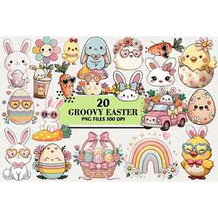 Kit Digital Páscoa Coelhos Groovy 