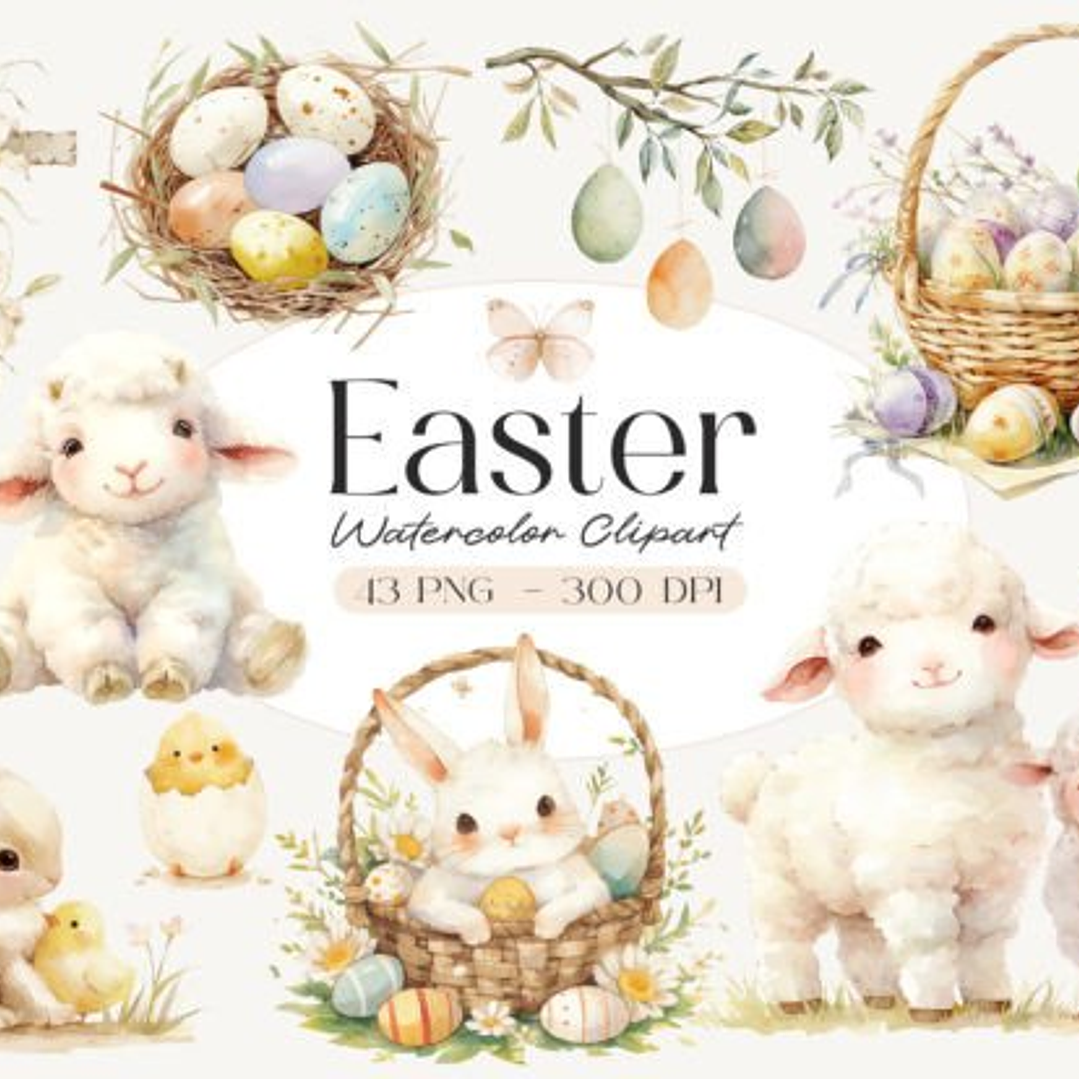 Kit Digital Páscoa Aquarela 3 1