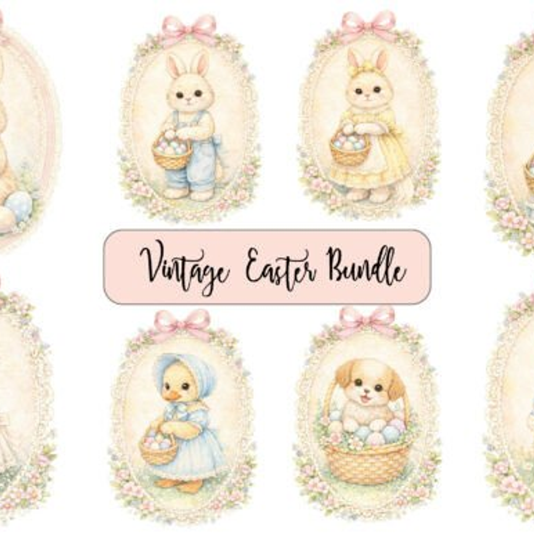 Kit Digital Páscoa Moldura Vintage  1