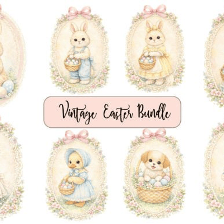 Kit Digital Páscoa Moldura Vintage  1