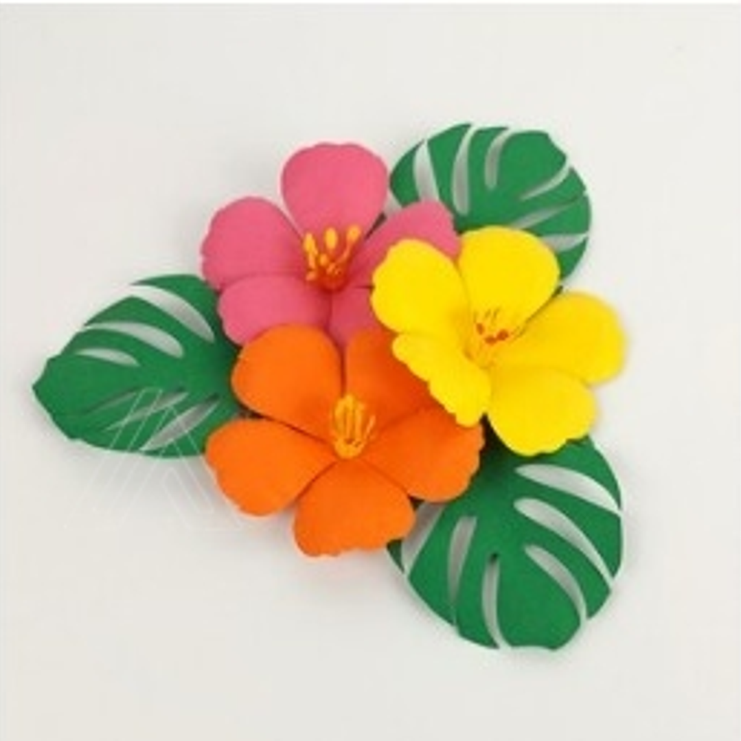 Arquivo de Corte Flor Hibisco com Folhas  1