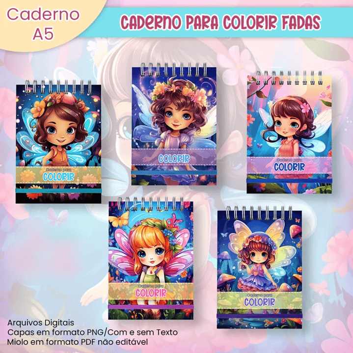 Arquivo Livro de Colorir A5 Fadas 2