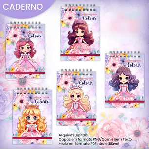 Arquivo Livro de Colorir A5 Princesa Cute 