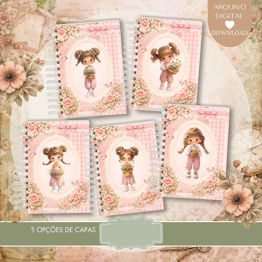 Arquivo Cadernos Menina Florista  4