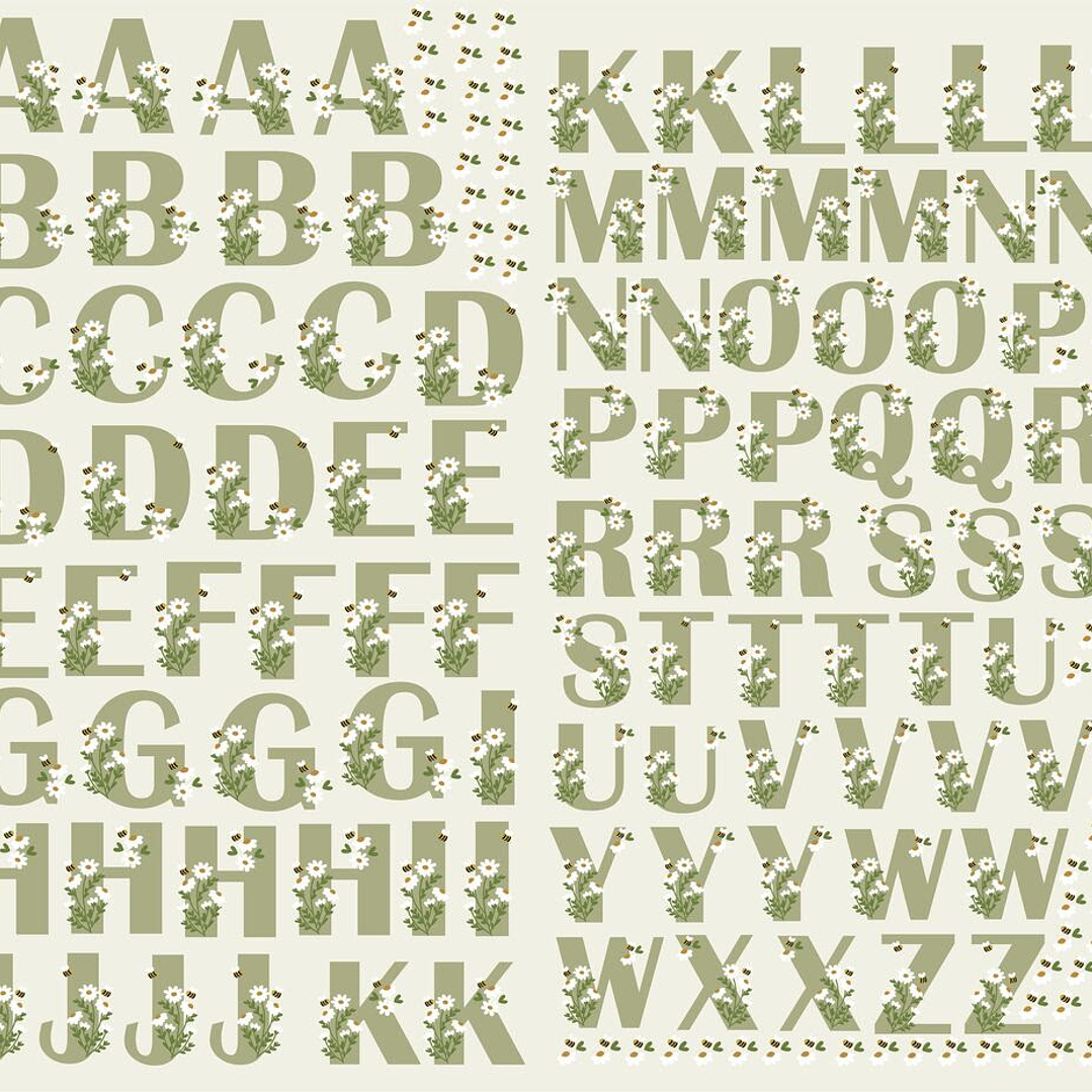 Arquivo DTF UV Alfabeto Margaridas (impressão em mêtro) 1