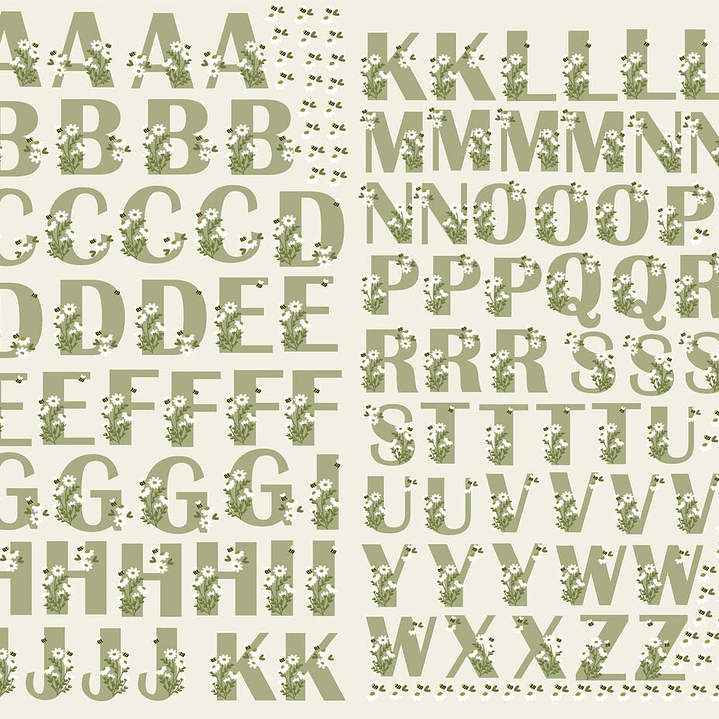 Arquivo DTF UV Alfabeto Margaridas (impressão em mêtro) 1