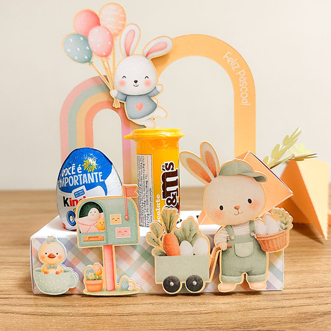 Arquivo Páscoa Caixa Arco Íris - Suporte MM e Kinder 2