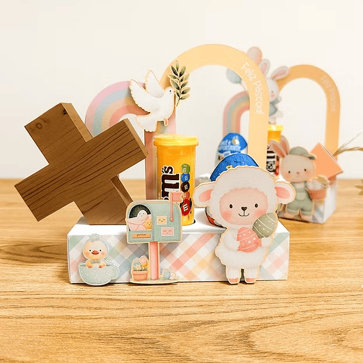 Arquivo Páscoa Caixa Arco Íris - Suporte MM e Kinder 3