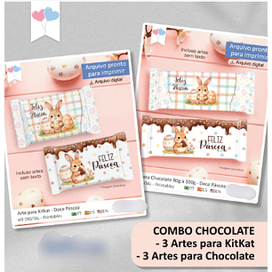 Arquivo Páscoa Combo Rótulos para Chocolate de 80g á 100g 