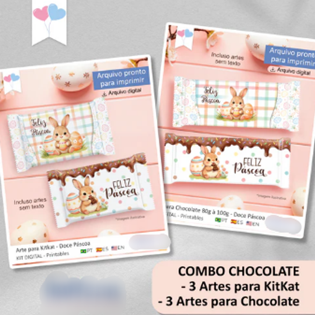 Arquivo Páscoa Combo Rótulos para Chocolate de 80g á 100g  1