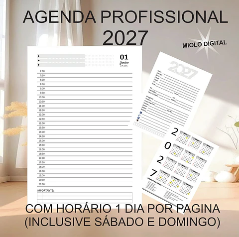Arquivo Agenda Profisssional 2027 Com e Sem Horário 