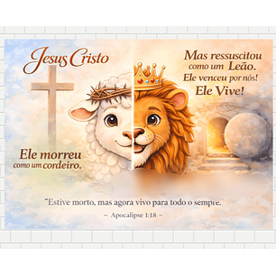 Arquivo Páscoa Cristã Painel Cordeiro e Leão 