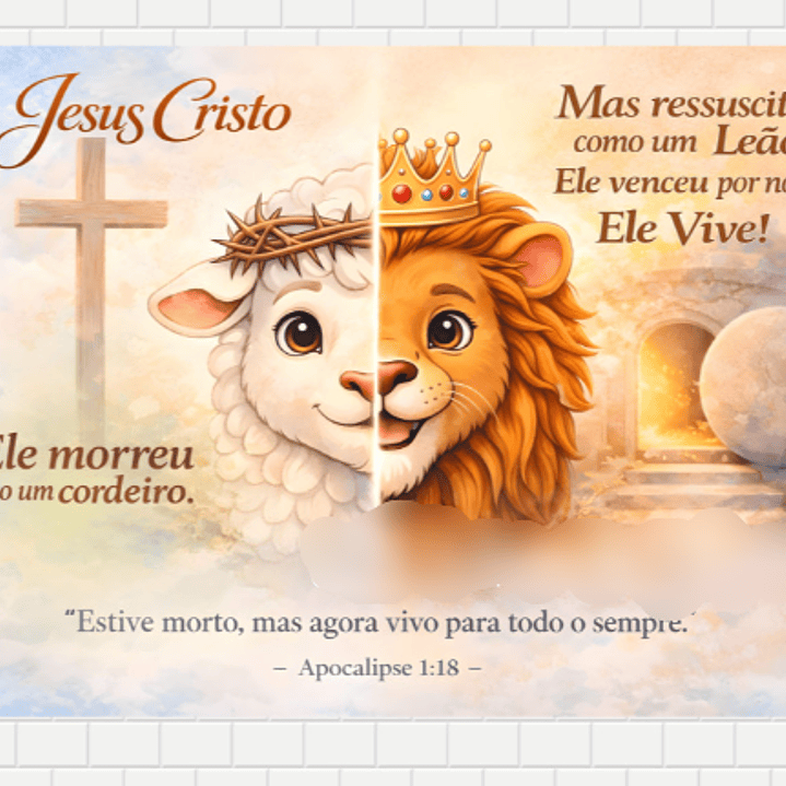 Arquivo Páscoa Cristã Painel Cordeiro e Leão  1