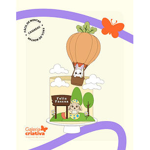 Arquivo Páscoa Topo de Bolo Coelho no Balão de Cenoura 