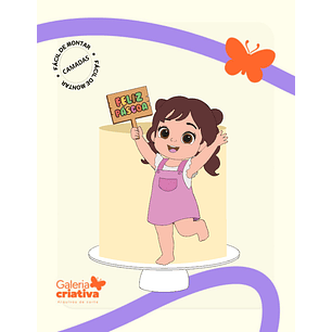 Arquivo Páscoa Topo de Bolo Menina Plaquinha 