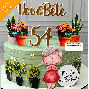 Arquivo Topo de Bolo Plantinhas Vovó