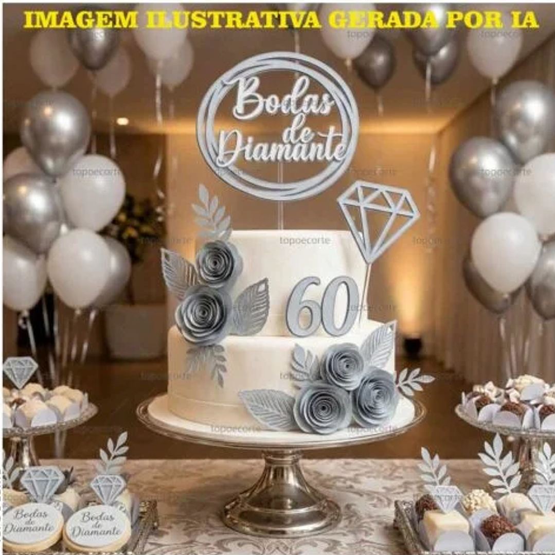 Arquivo Topo de Bolo 60 Anos Bodas de Diamante  1