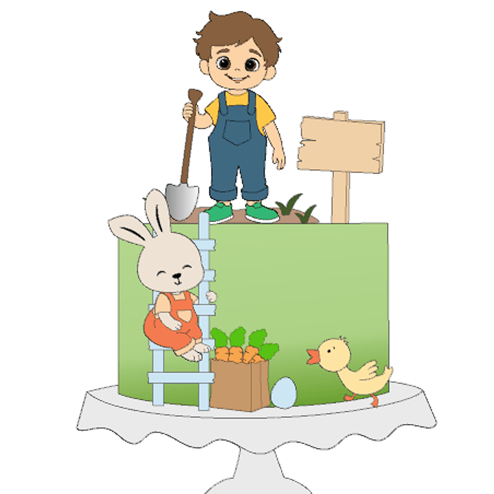 Arquivo Páscoa Topo de Bolo Coelhinho na Escada Sacola Kraft Cenouras  1