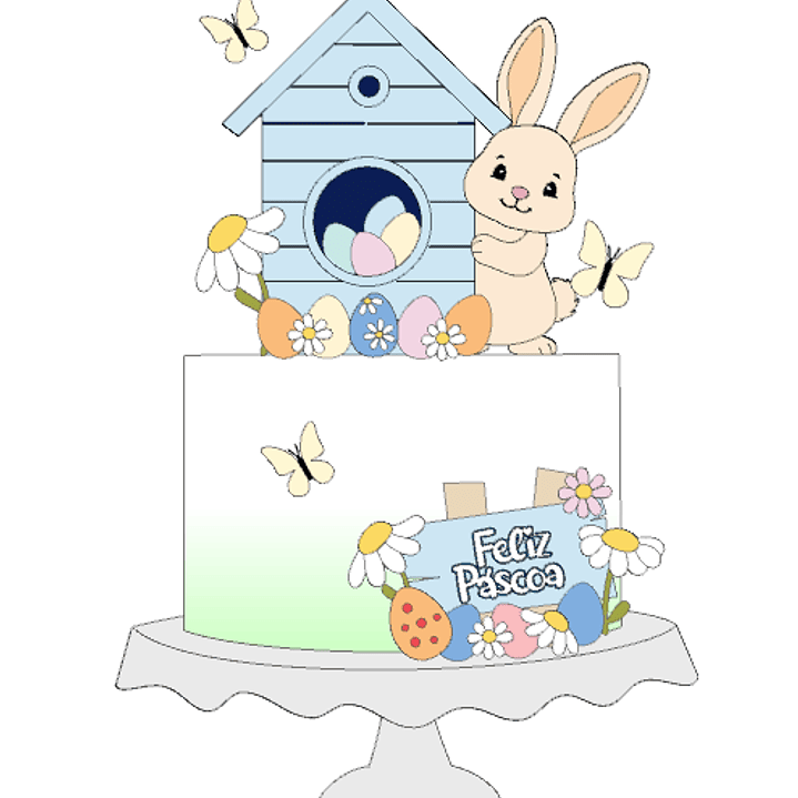 Arquivo Páscoa Topo de Bolo Coelho Margaridas  1