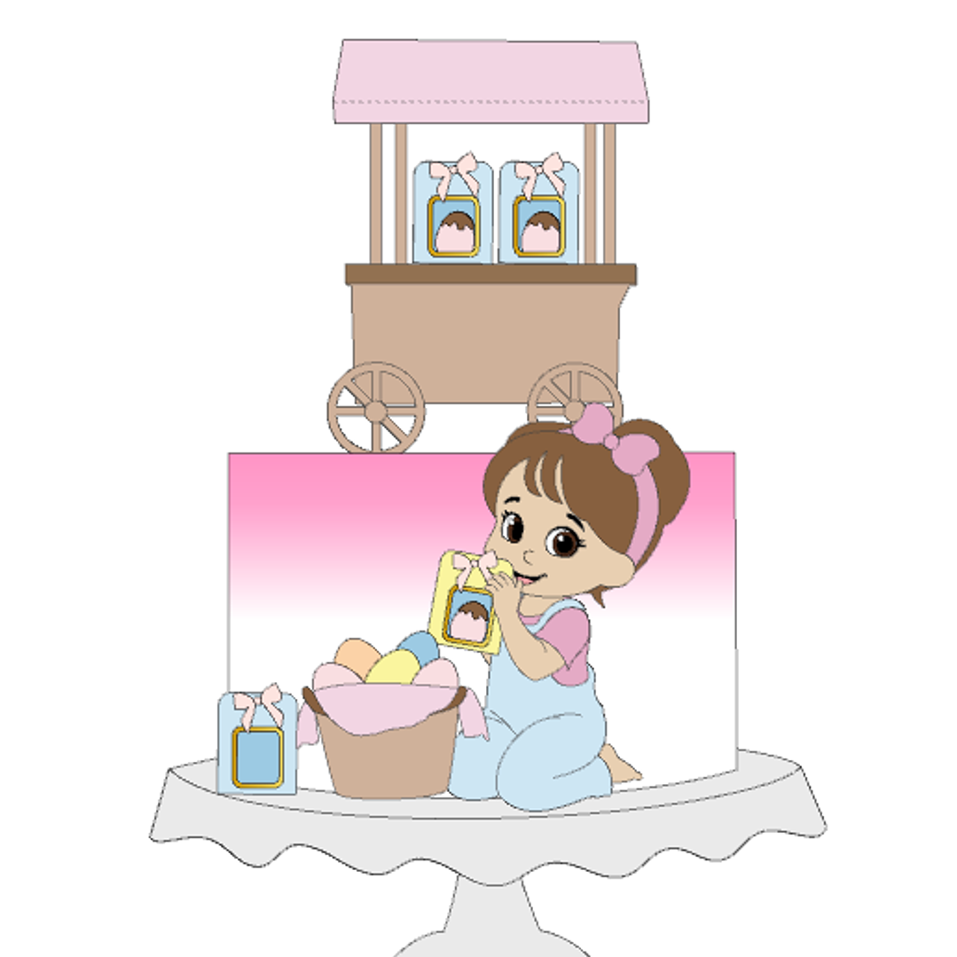 Arquivo Páscoa Topo de Bolo Menina Embalando Ovo  1