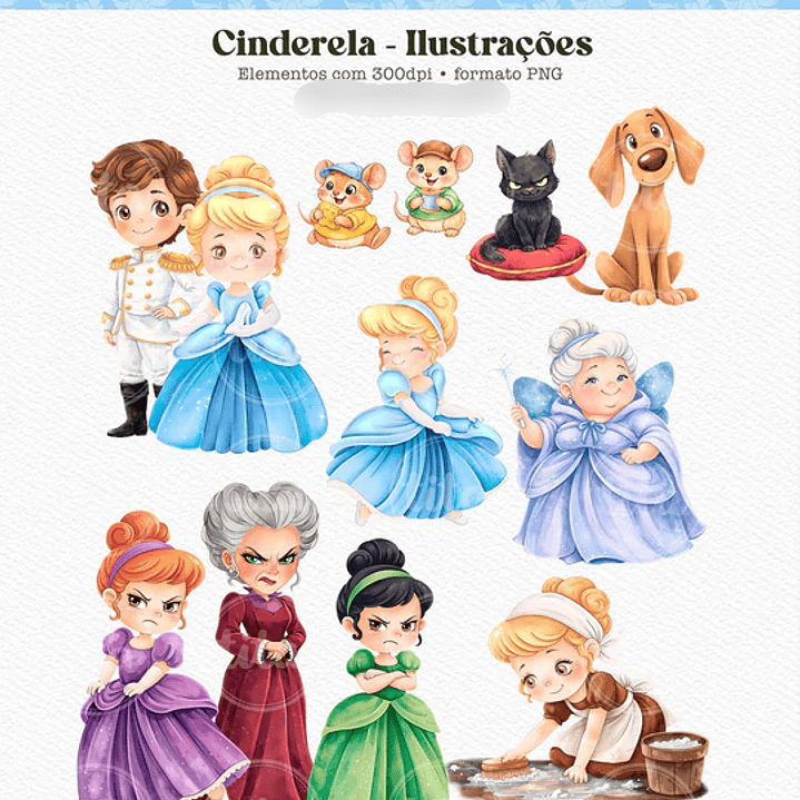 Kit Digital Combo Princesas Cute 16