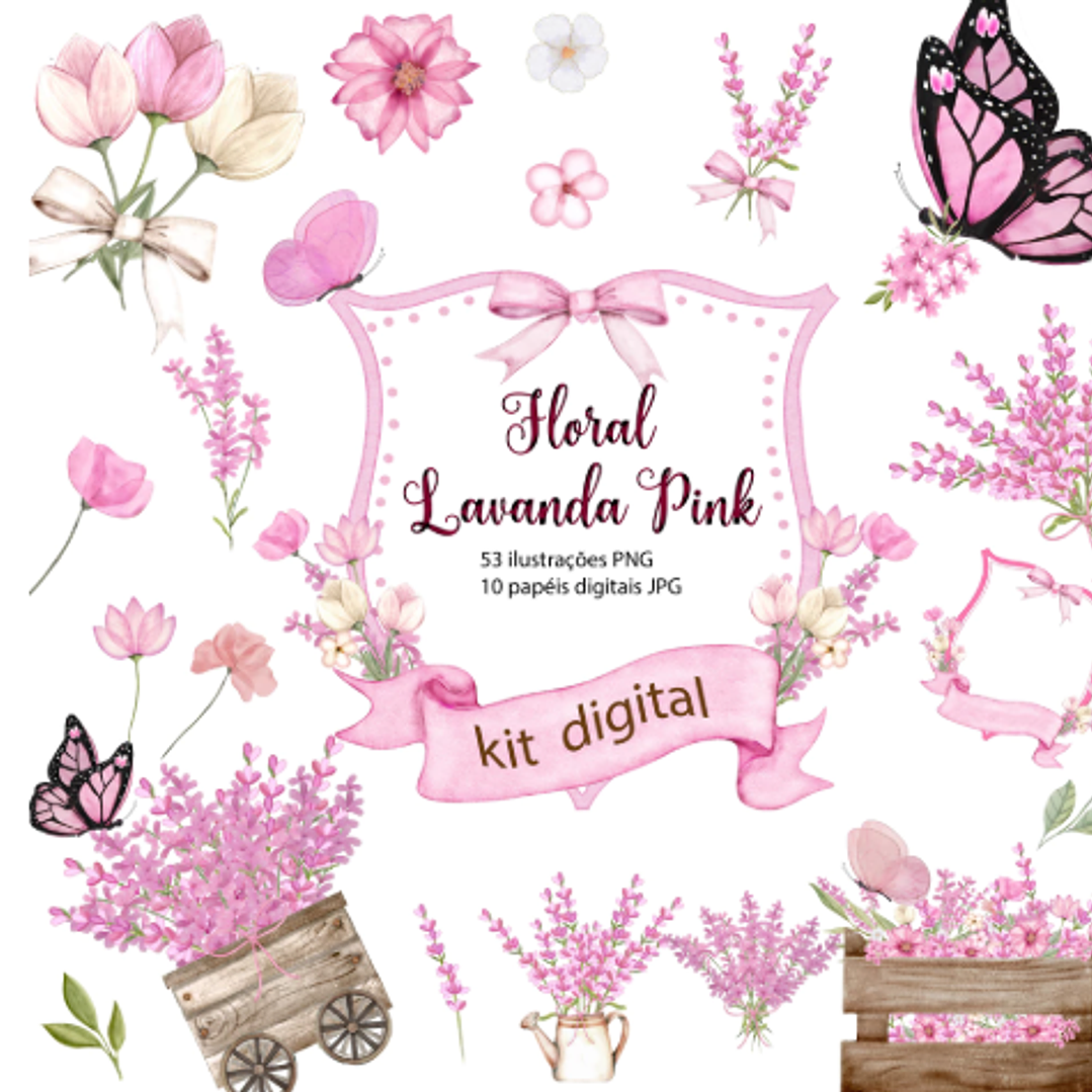 Kit Digital Floral Lavanda Pink 1