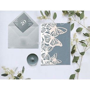 Arquivo de Corte Convite de Casamento Tríptico com Borboleta