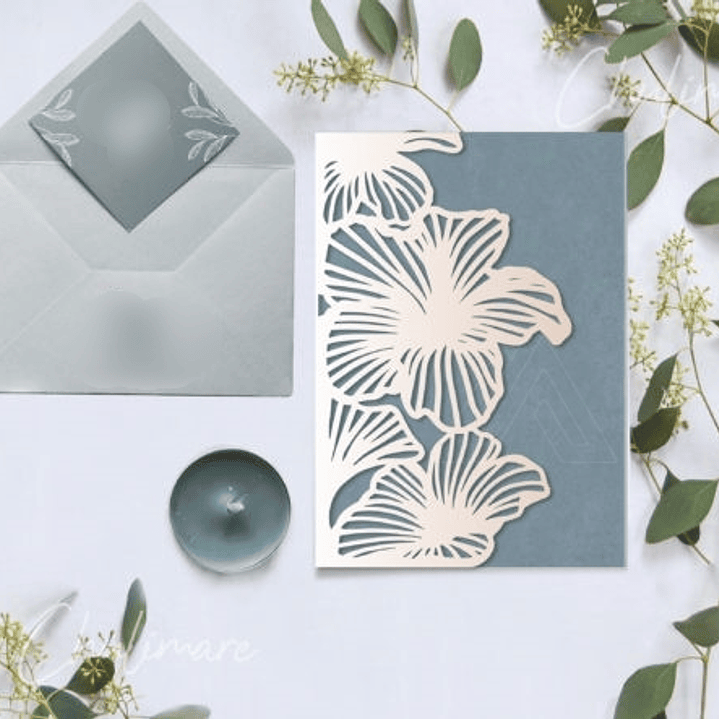 Arquivo de Corte Convite de Casamento Flores de Hibiscus  1