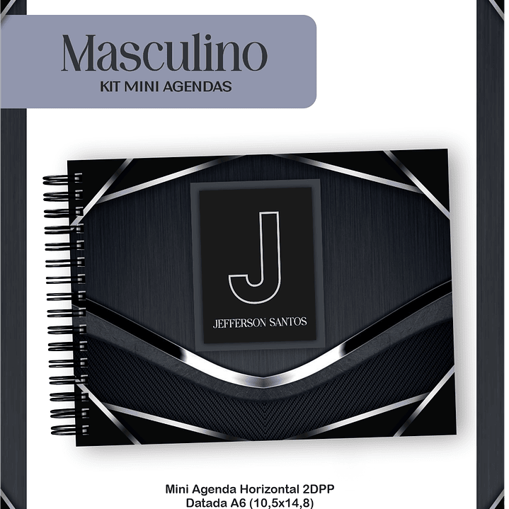 Arquivo Mini Agendas Masculino Preto  1