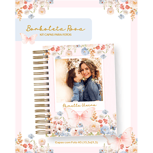 Arquivo Kit Capas para Foto Borboleta Rosa