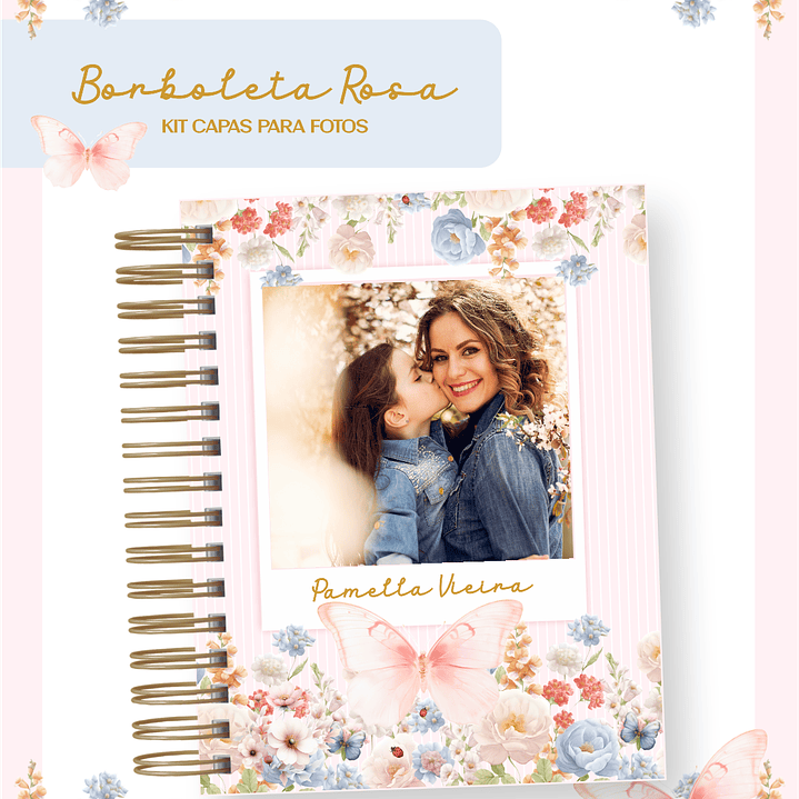 Arquivo Kit Capas para Foto Borboleta Rosa 1