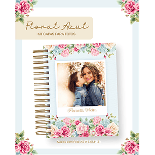 Arquivo Kit Capas para Fotos Floral Azul 