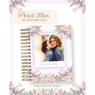 Arquivo Kit Capas para Fotos Floral Lilás