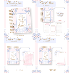 Arquivo Kit Gestante Floral Rosa 