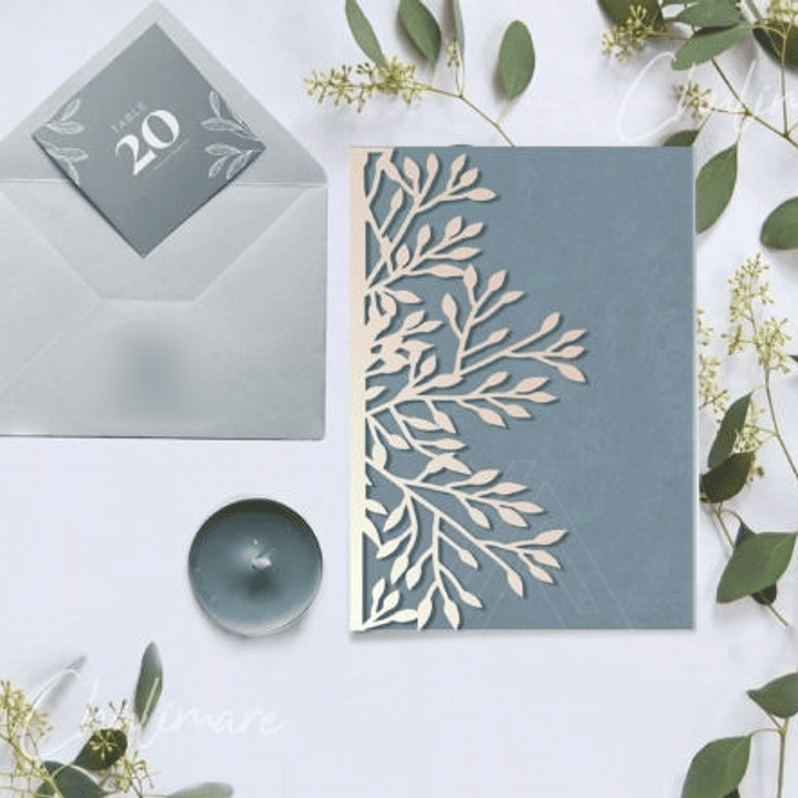 Arquivo de Corte Cartão Dobravel Folhagem  1