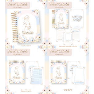Arquivo Kit Gestante Floral Colorido 