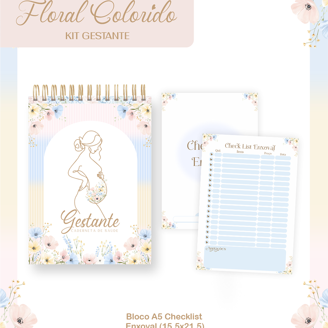Arquivo Kit Gestante Floral Colorido  2
