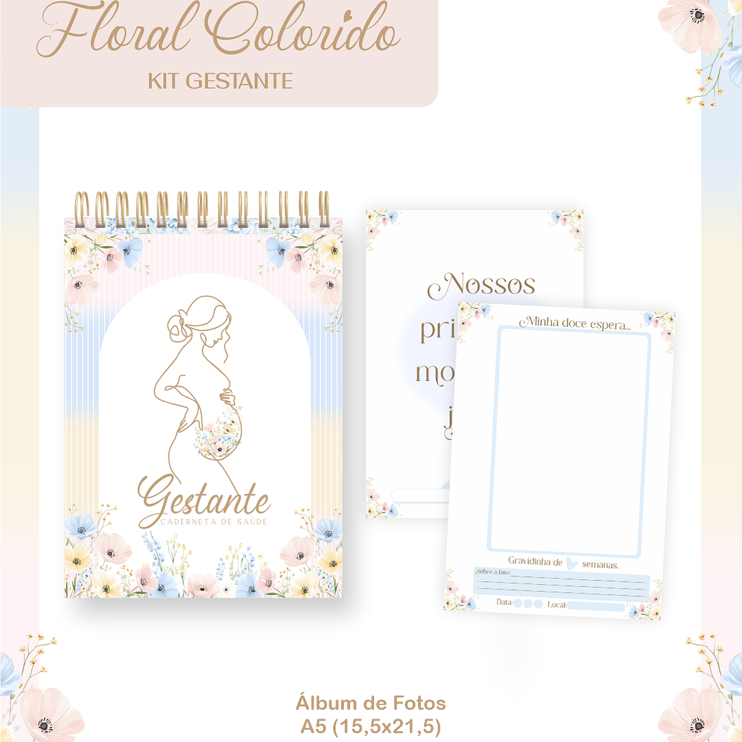 Arquivo Kit Gestante Floral Colorido  3