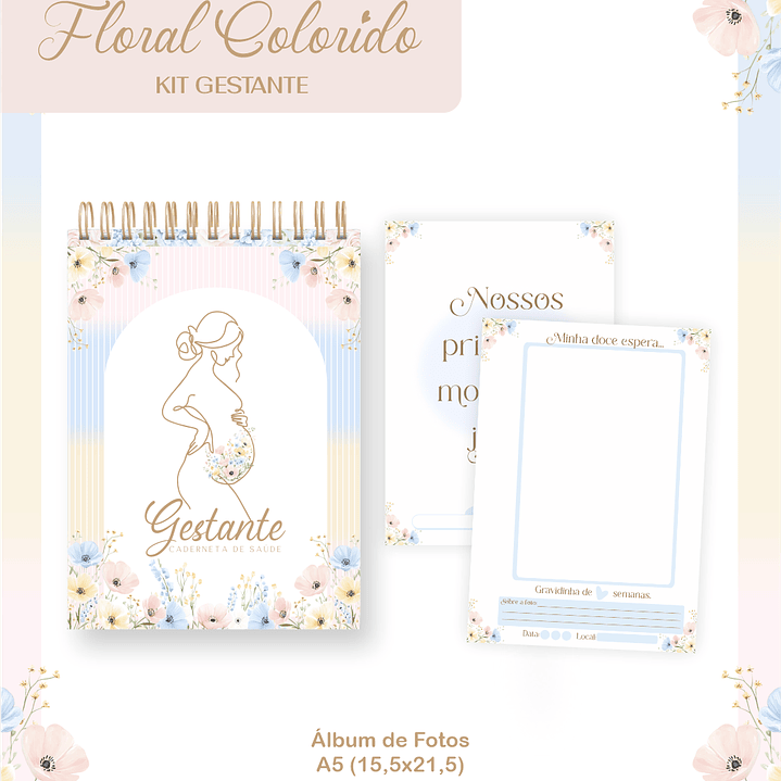 Arquivo Kit Gestante Floral Colorido  3